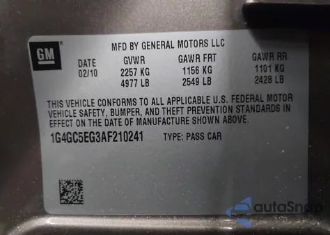 2010 Buick Lacrosse Cxl из США, поврежденный, VIN 1G4GC5EG3AF210241